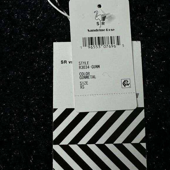 Sandrine Rose Eyelash Metallic Sparkle Sweater Black Women XS NWT Super Soft - Picture 10 of 11